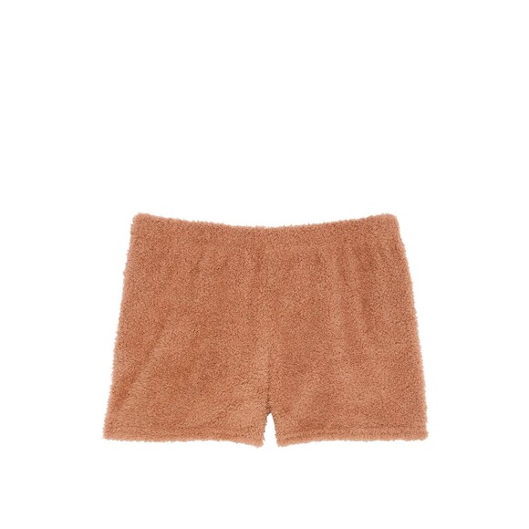 PINK Victorias Secret Co-zzzy Fleece Boxy Fuzzy Pajama Shorts Brown‎ LRG Toffee - Picture 3 of 9